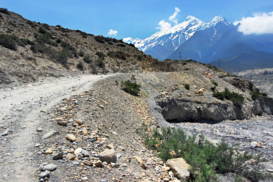 Sere landscape on the Marpha to Jomsom trek, the driest area in all of Nepal