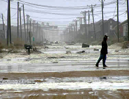 Damage along the Beach Road in Kill Devil Hills, North Carolina, following a nasty nor'easter