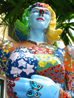 Blue clown sculpture in Sarasota Florida