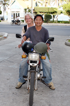 Seeing the sights on a motorbike in Nha Trang, Vietnam