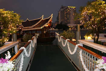 At then end of our spa day, the boat ferried us back across the Chao Phrya River to the Mandarin Oriental Hotel patio