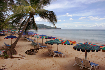 Sleepy, nearly deserted Surin Beach on Phuket Island