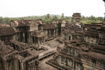 View over the temple complex from the highest point of Angkor Wat