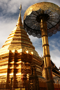 The spectacular Golden Chedi at Doi Suthep Chiang Mai Thailand