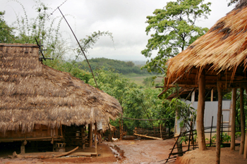 Akha (Kaw) hill village huts Thailand