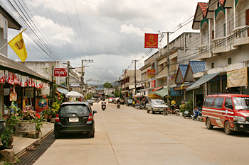 Main shopping district in center of Pai Thailand