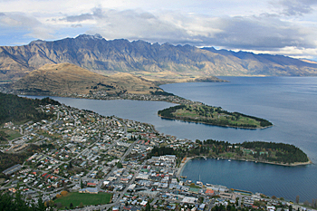 View from the top of the gondola ride Queenstown New Zealand