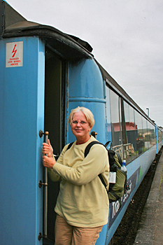 Boarding the TranzAlpine Express in Greymouth New Zealand