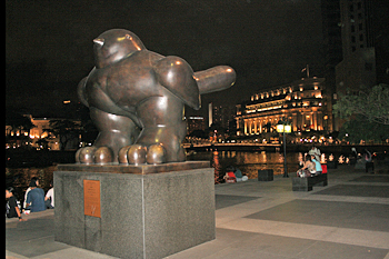 Outdoor sculpture along the waterfront