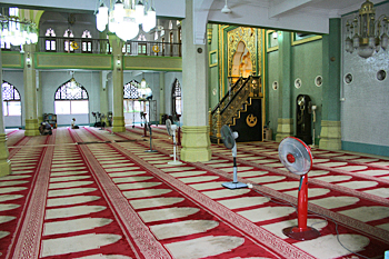 Main worship hall of the Sultan Mosque on Arab Street