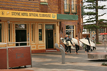 Hotels that cater to surfers are just steps from the beach in Manly Australia