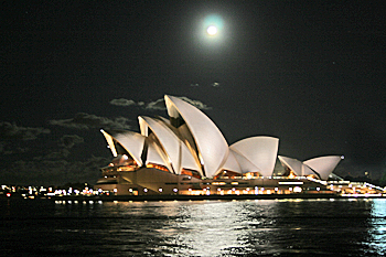 Full moon over Sydney Opera House Australia