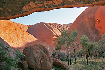 Inside a cave at Ayers Rock (Uluru) Australia