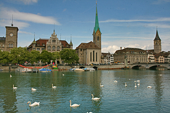 Fraumunster and St. Peter's Churches in Zurich Switzerland