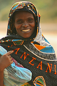 Woman in traditional dress in Mto wa Mbu Tanzania