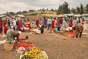 The weekly Maasai "Red Market" in Monduli Juu Tanzania