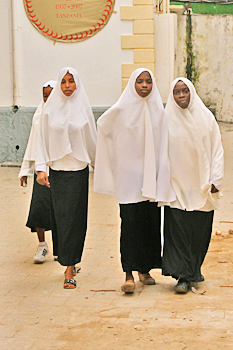Adolescents heading home from school in Zanzibar