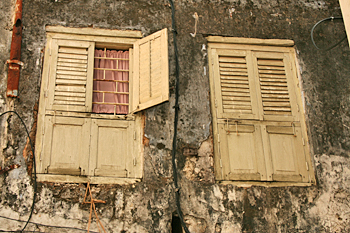 Shuttered windows in Stone Town Zanzibar