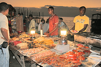 Street food vendors set up every night