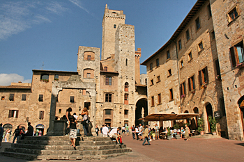 The main piazza at San Gimignano Italy