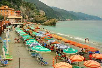 Beach at Monterosso in Cinque Terre Italy