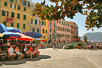 Main piazza in Vernazza in Cinque Terre Italy