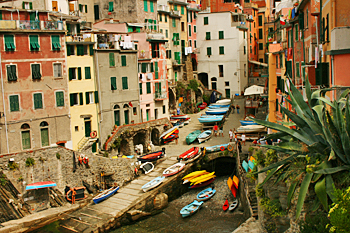 Boats line the street rather than cars in Cinque Terre Italy