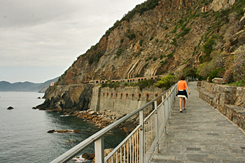 Via del Amor walking trail between Riomaggiore and Manarola in Cinque Terre Italy