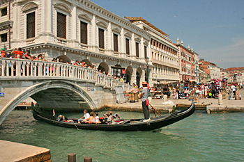 Promenade along the Grand Canal in Venice Italy