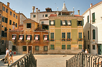 Historic, colorful houses in Venezia Italy