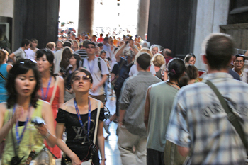 Crowds at the Pantheon in Rome Italy