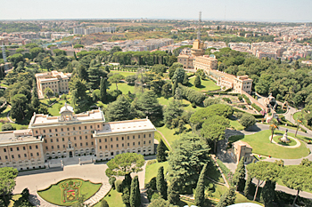 Residence of the Pope from the tp of St. Peter's Basilica Vatican City Italy