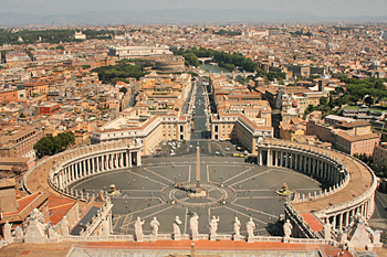 St. Peter's Square from the top of the Basilica Vatican City Italy