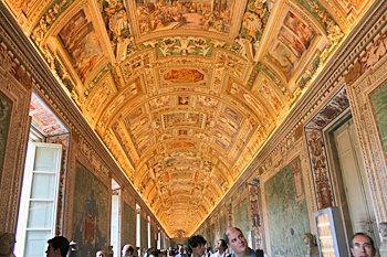 Painted ceiling in the Sistine Chapel in Vatican City Italy
