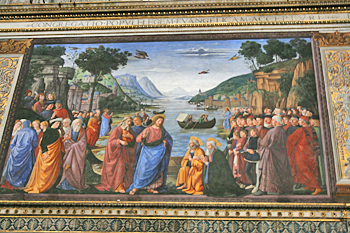 The Calling of the First Apostles by Ghirlandaio in the Sistine Chapel in Vatican City Italy