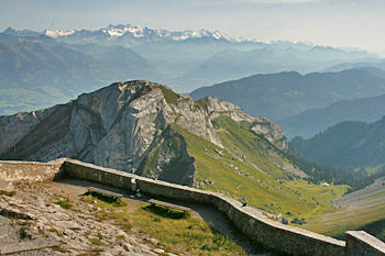 At the top of Mount Pilatus Switzerland above the railway station