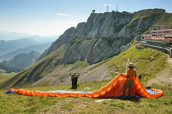 Paragliding off the top of Mt. Pilatus Switzerland