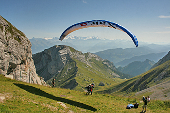 Paragliding off the top of Mt. Pilatus Switzerland