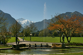 Fountain in Hohe Matte in Interlaken Switzerland