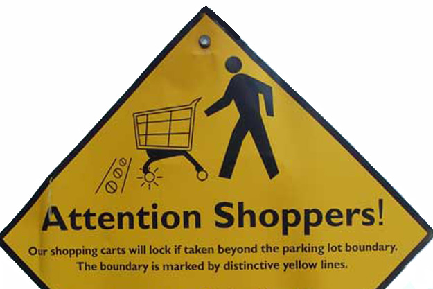 This Shopping Cart Will Stop If Taken Beyond The Yellow Line