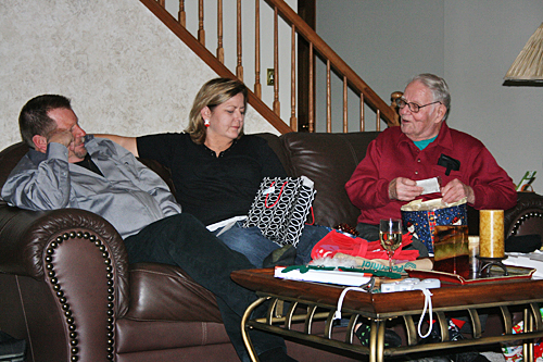 Opening gifts, another big part of the Weibel Christmas story