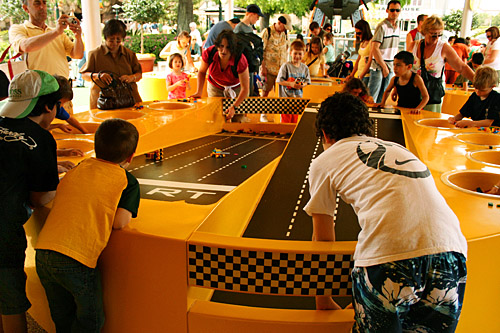 At the Lego store, kids and adults alike raced cars and built stuff from piles of Legos