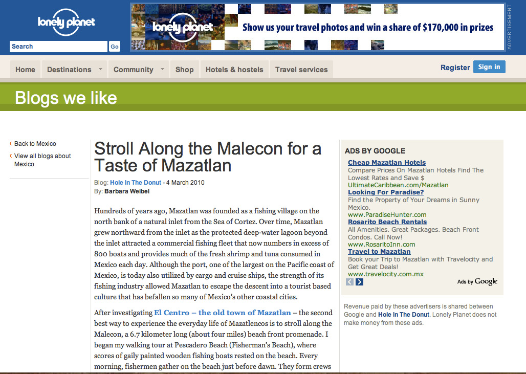 Lonely Planet Malecon in Mazatlan Mexico