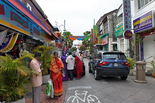 Shops in Little India neighborhood in George Town Penang Malaysia 