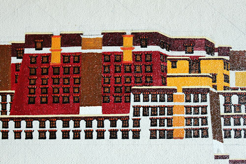 Intricate lines of Potala Palace mural
