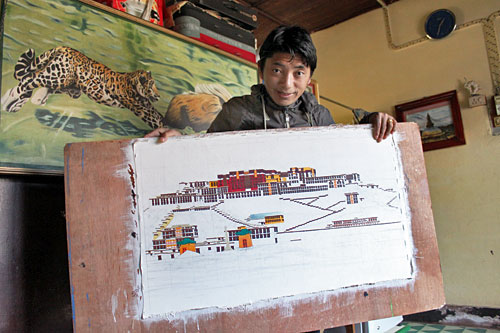 Potala Palace mural in process