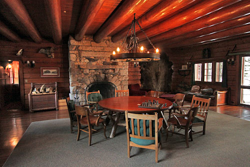 Ground floor common room in main lodge, Great Camp Sagamore