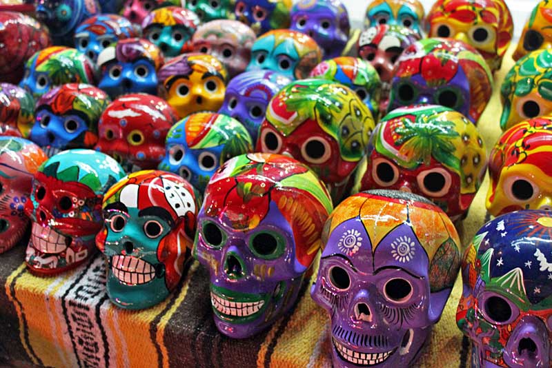Dia del Muerto Skulls in Playa del Carmen, Mexico