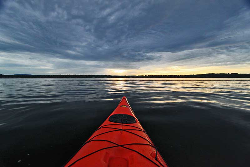 Kayaking at Sunset on Lake Champlain in Upstate New York