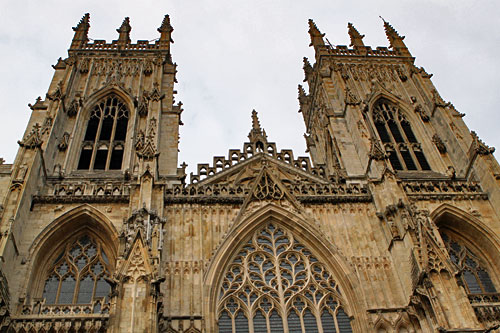 Filigreed towers of York Minster in York, England